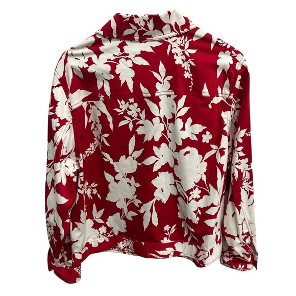 Drapers & Damons Red White Floral Womens Jacket Sz Large - Picture 2 of 8